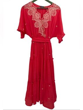 Figueroa & Flower Embroidered boho tiered Maxi dress